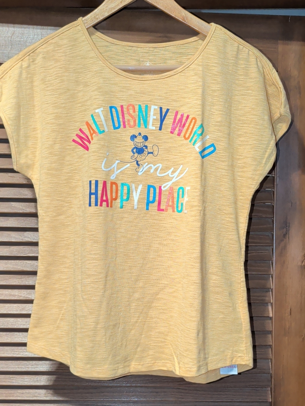 NWOT Disney Yellow 'Walt Disney World Is My Happy Place' Graphic Tee